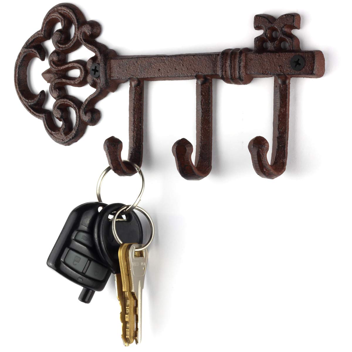 Vintage Cast Iron Wall Mounted Key Holder - Rustic Entryway Organizer for Home & Office Decor