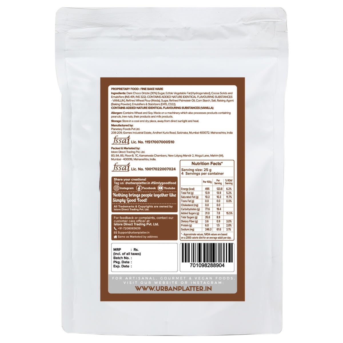 Urban Platter Chocolate Flavor Choco Drizzle Waffle Chips - Crunchy Tea Time Snack & Dessert Topping (120g) | Kid-Friendly, Light & Fun Treat for Parties, Movie Nights & Afternoon Tea