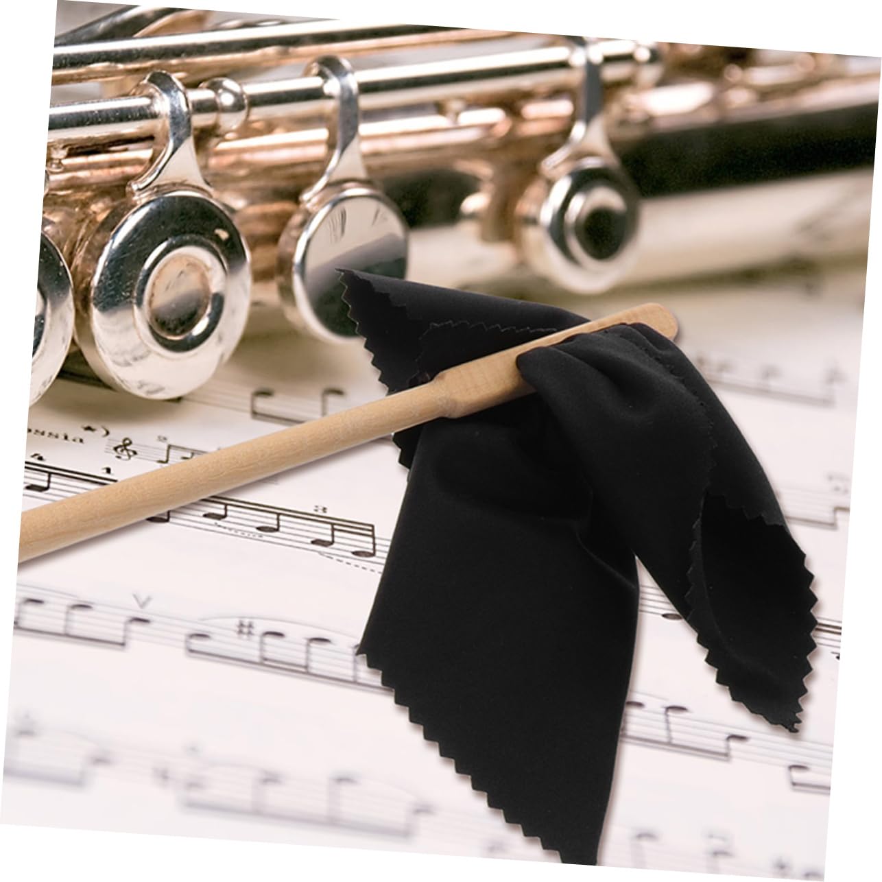 TOYANDONA 2-Piece Flute Cleaning Kit - Flute Cleaning Rod, Swab & Polishing Cloth for Flute Maintenance - Perfect for Musicians, Students & Band Practice