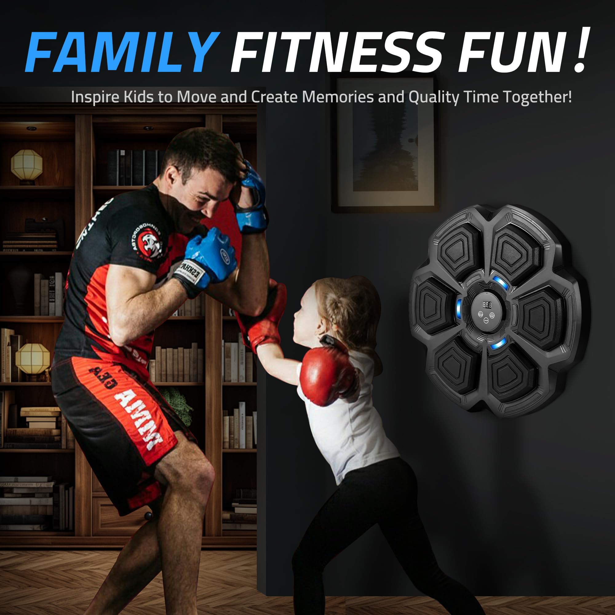 Smart Wall Mounted Music Boxing Machine for Adults & Kids - Electronic Punching Bag with Gloves for Home Gym & Fitness Training | Perfect for Cardio Workouts, Stress Relief & Family Fun