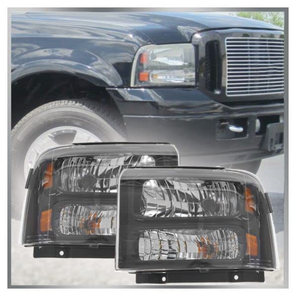 Ford F-250 F-350 Super Duty Headlight Assembly Set (2005-2007) - Driver & Passenger Side Replacement Headlights FO2502224 FO2503224 - Perfect for Night Driving & Off-Road Adventures