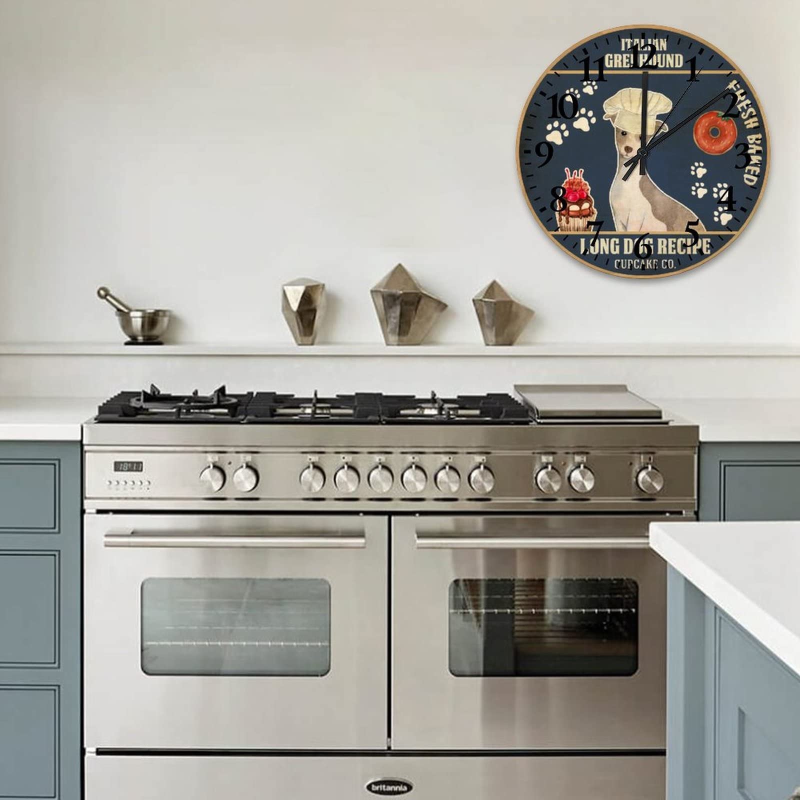 Funny Baking Italian Greyhound Wall Clock - 15 Inch Non-Ticking Kitchen Decor for Bakeries & Restaurants