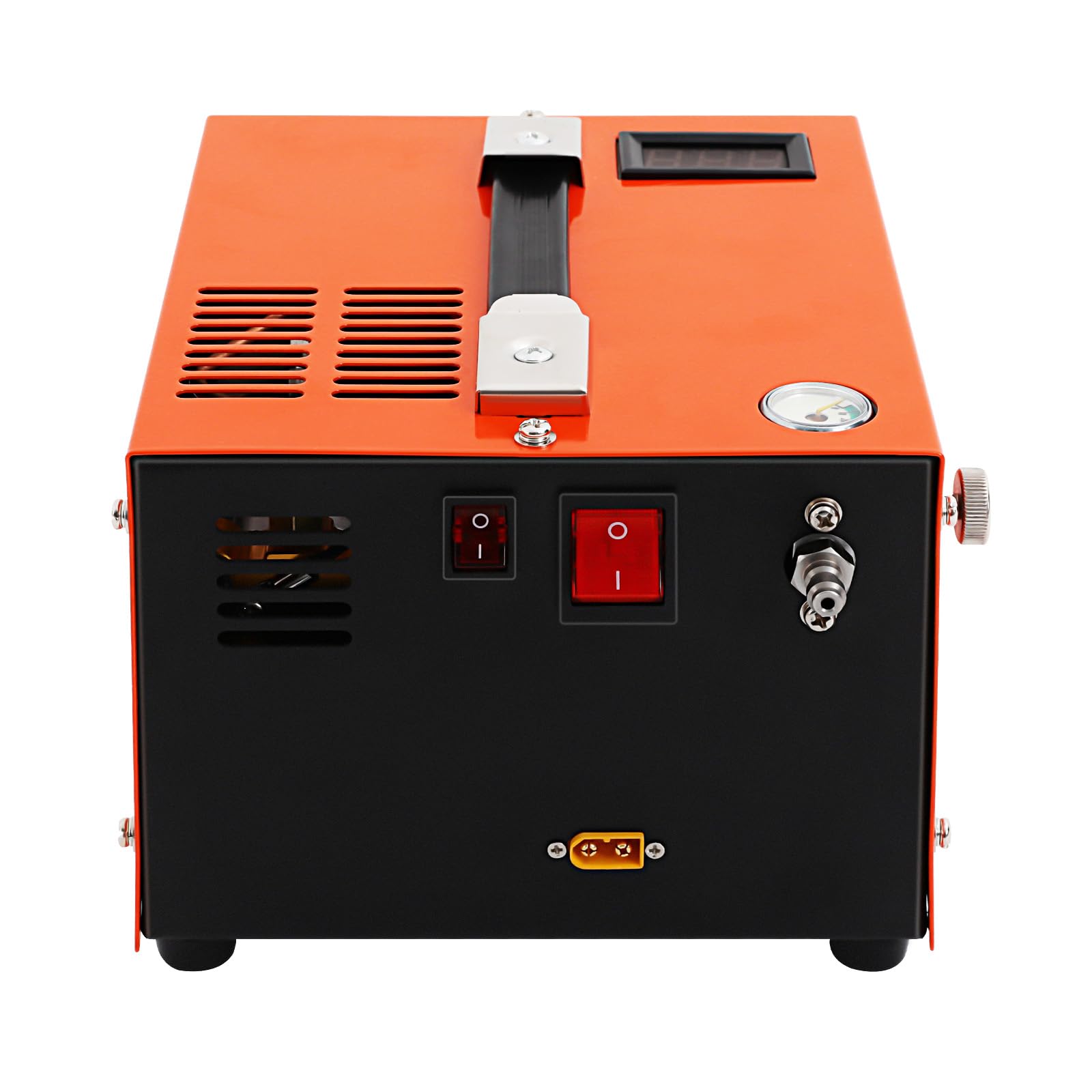 LOYALHEARTDY 4500PSI PCP Air Compressor - 350W High Pressure Portable Air Pump with Built-in Cooling Fan & Auto Shutoff - Lightweight Orange Paintball Rifle Inflator for PCP Airguns, Scuba Tanks, and Airsoft Equipment - Perfect for Outdoor Shooting, Hunting, and Paintball Games