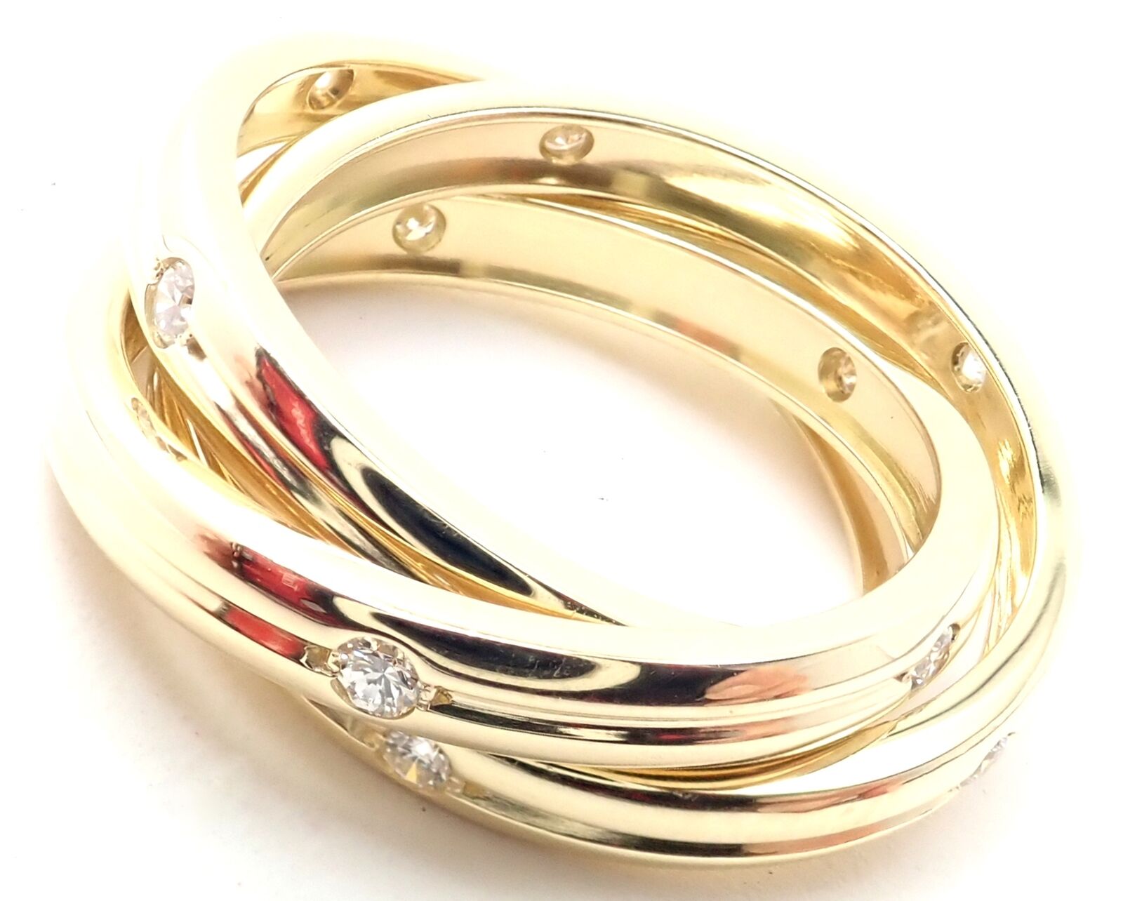Authentic Cartier 18k Yellow Gold Diamond Trinity Ring Size 51 - Luxury Jewelry for Women, Perfect for Anniversaries, Engagements & Special Occasions