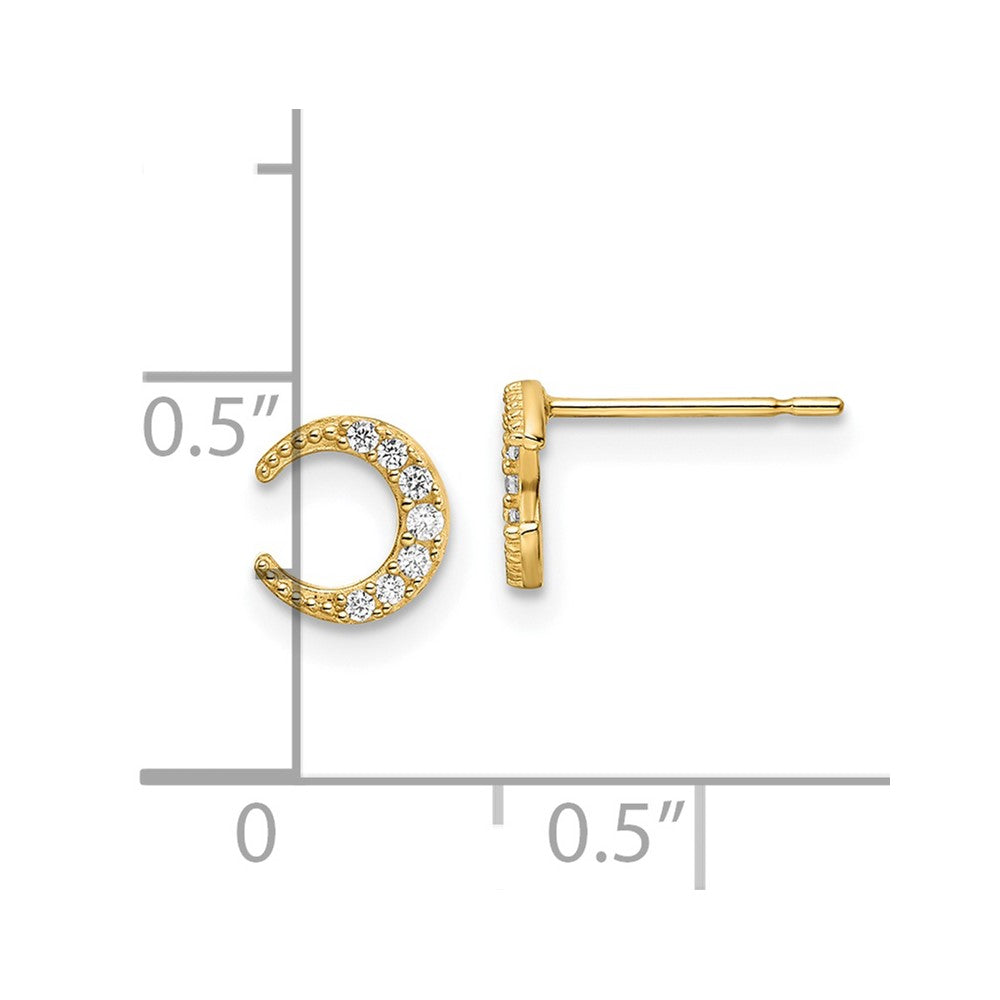 Gold CZ Moon Post Earrings - Model YE2058 | Hypoallergenic Fashion Jewelry for Women | Perfect for Parties, Weddings & Everyday Wear