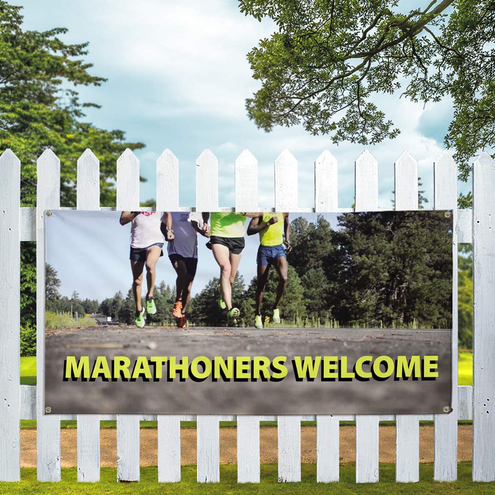 **Durable Vinyl Banner 48x96 Inches - Weatherproof Outdoor Advertising Sign with 8 Grommets for Business, Events & Yard Signs - Perfect for Marathons, Trade Shows & Industrial Use**