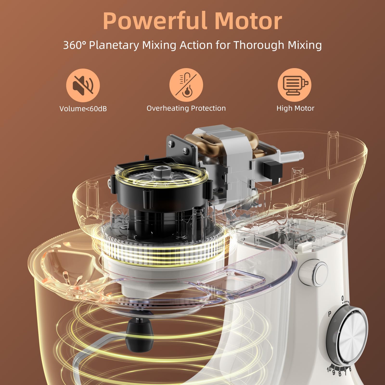 660W Electric Stand Mixer - 10 Speed Tilt-Head Kitchen Mixer with 6.5 QT Bowl, Dough Hook, Beater & Whisk (Almond Cream) - Perfect for Baking Cakes, Cookies, Bread & More