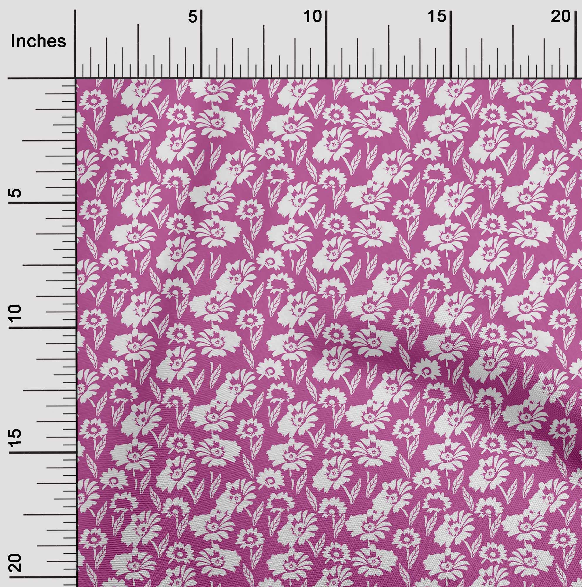 oneOone Viscose Chiffon Fuchsia Pink Floral Print Fabric by The Yard - 42 Inch Wide Dress Material for Summer Dresses, Blouses & DIY Sewing Projects