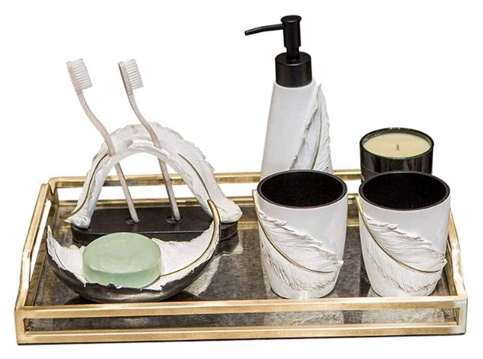 Premium Resin Soap Dispenser - Elegant Bathroom Accessories for Home & Hotel Decor, Luxury Hand Wash Set with Stylish Design | Perfect for Bathroom, Kitchen, and Guest Room Decor