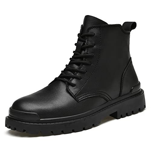 **GAGC Men's Large Size 48 Martin Boots - Premium Leather & Velvet Short Boots for Outdoor & Casual Wear - High-Top Men's Shoes (Black Plus Velvet, Size 7) - Perfect for Hiking, Work & Everyday Style**