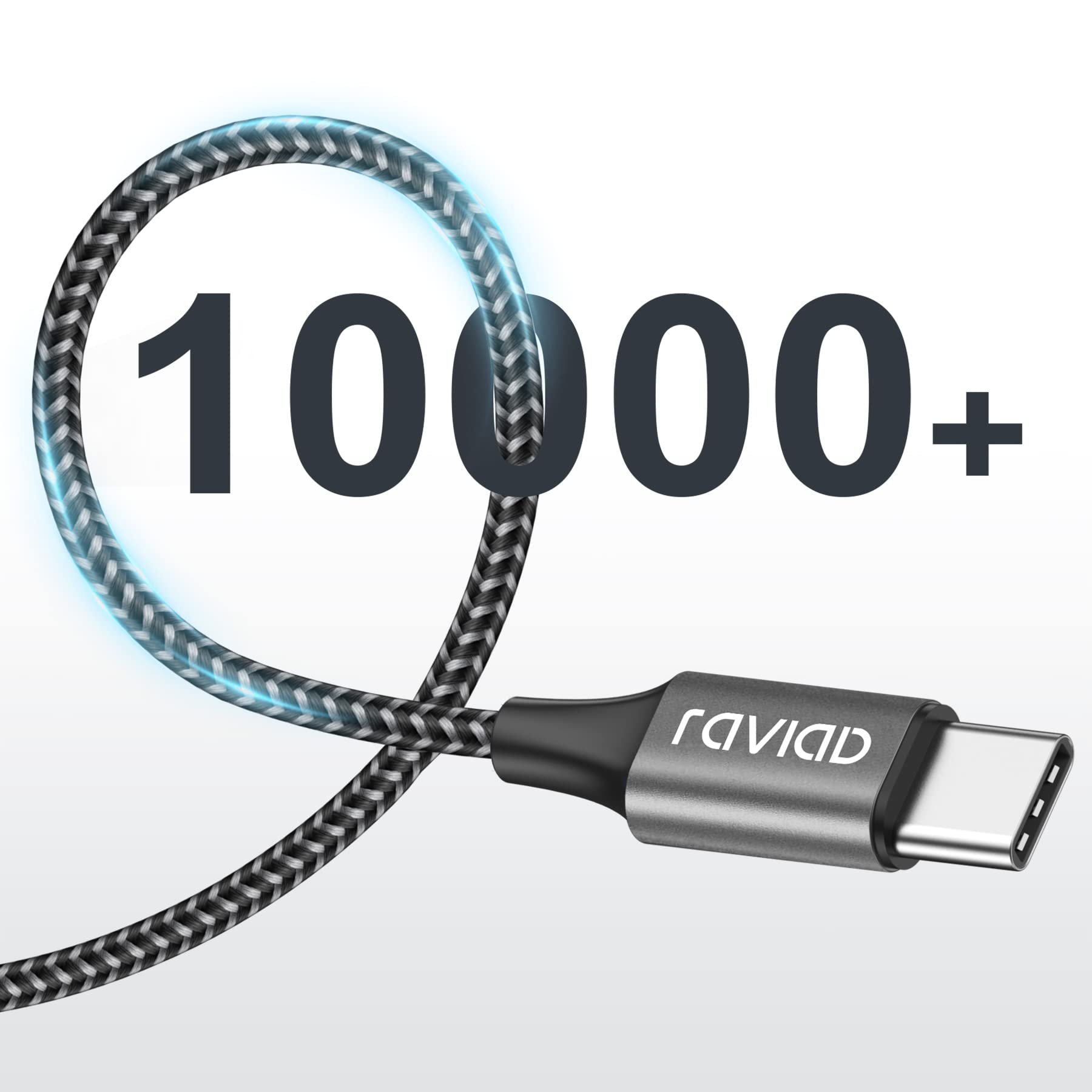 RAVIAD USB C Cable [2-Pack 1M] Fast Charging Nylon Braided Type C Charger Cable - Compatible with iPhone 16/15 Pro Max, Samsung Galaxy S23/S22/S21/S20/A53, Huawei P40/P30, Google Pixel - Grey | Perfect for Home, Office & Travel Charging