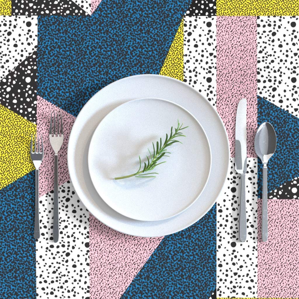 Postmodern Puzzle Memphis 1980s 1990s Geometric Abstract Cotton Sateen Tablecloth 90