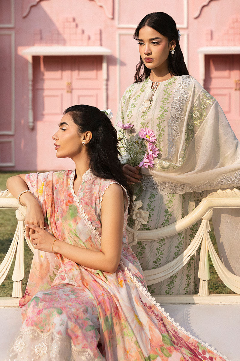 3PC Printed Lawn Suit with Green Trellis Design - Perfect for Summer Outfits, Garden Parties & Casual Wear