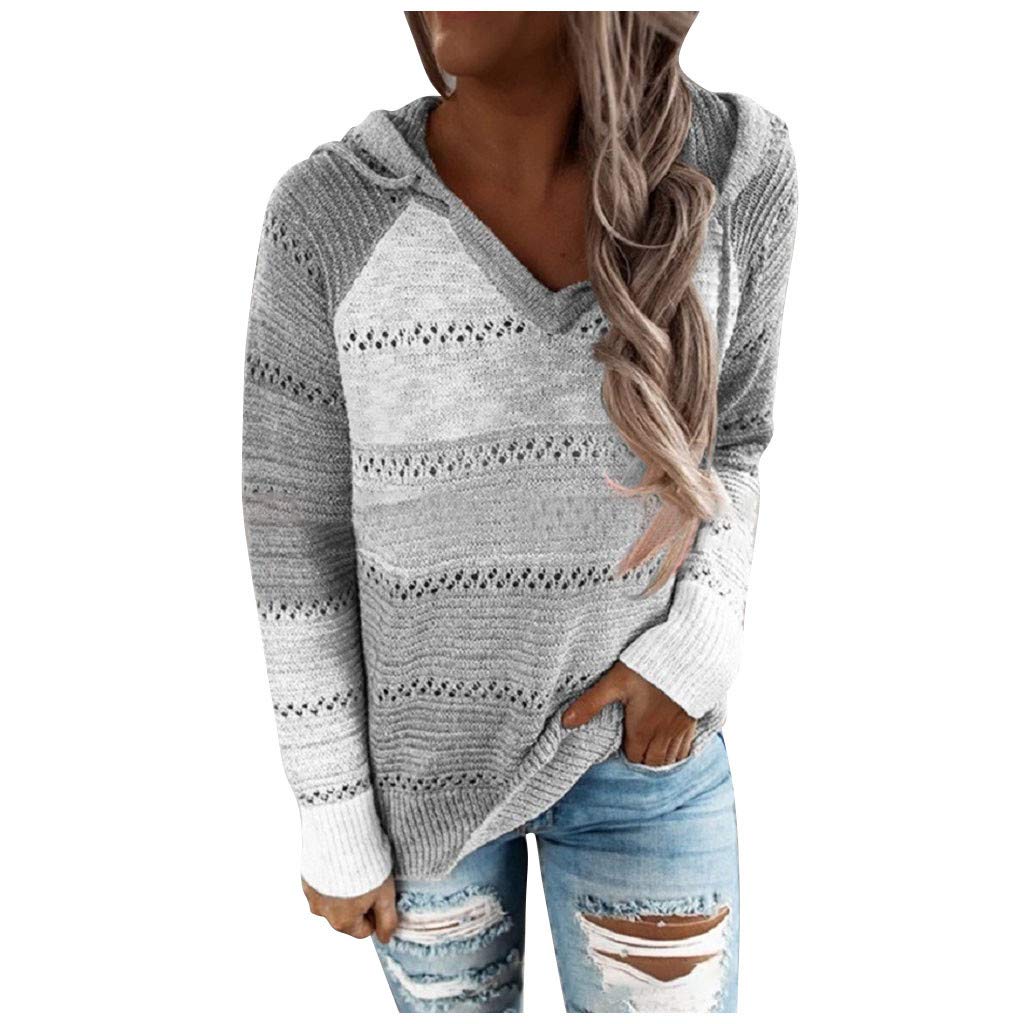AODONG Women's Lightweight Color Block Hooded Sweater Pullover - Plus Size Casual Sweatshirt with Hood for Fall & Winter Fashion | Perfect for Layering, Outdoor Activities & Everyday Wear