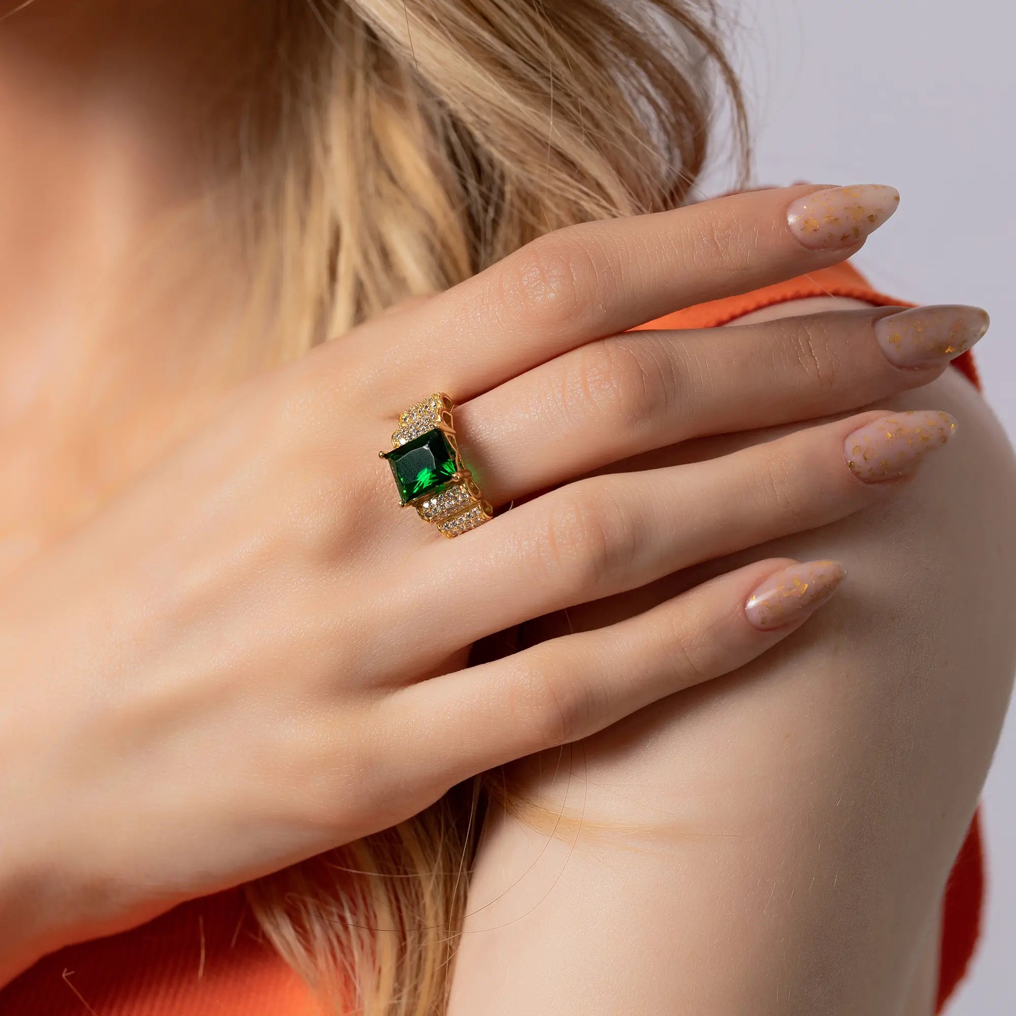 Emerald Baguette Ring - Elegant Green Gemstone Jewelry for Women | Perfect for Engagement, Wedding, Anniversary & Special Occasions