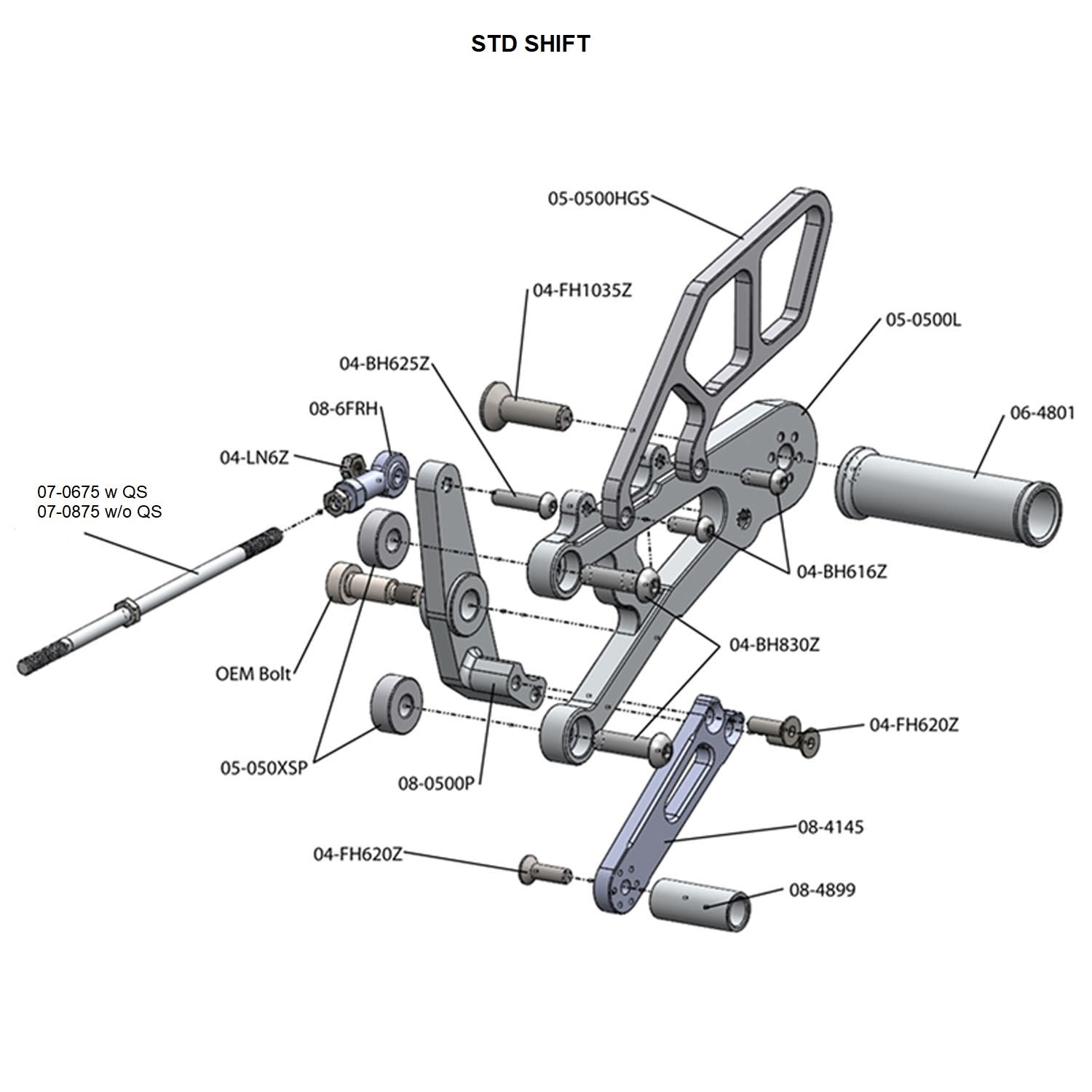 Triumph Daytona 675R Rearset - Standard Shift with Quick Shifter | Motorcycle Foot Pegs & Gear Shift Lever | Perfect for Track Racing & Street Performance Upgrades