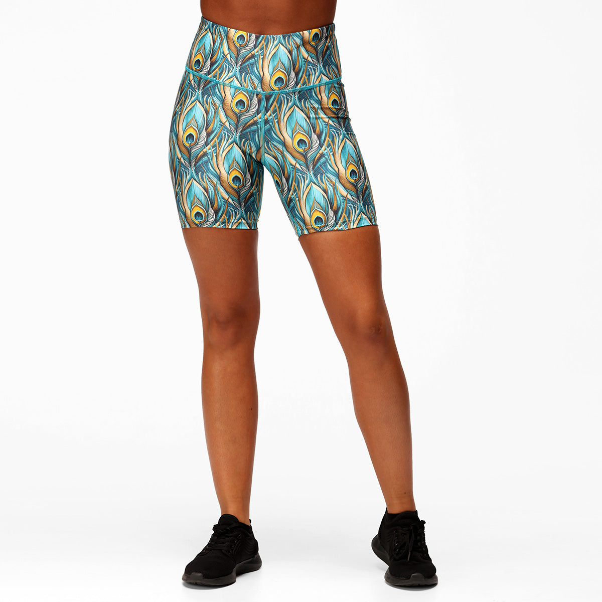 Stylish Peacock Print Running Shorts for Women - Comfortable & Breathable Workout Shorts for Jogging, Gym & Outdoor Activities