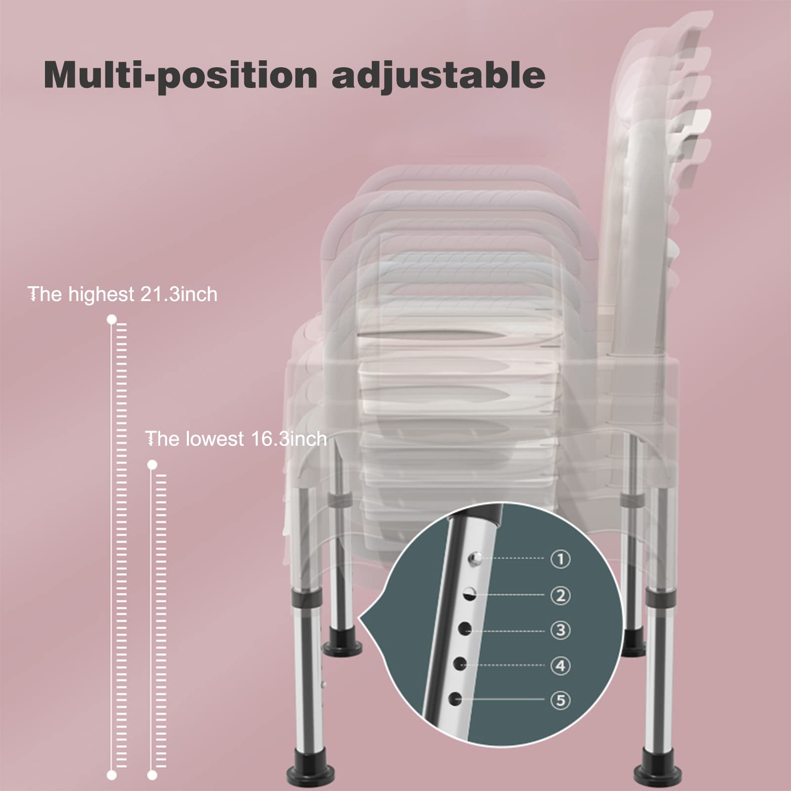 **Adjustable Height Adult Bedside Commode - Portable Toilet Chair for Seniors & Disabled with Arms - White - Ideal for Home Care, Elderly Assistance & Post-Surgery Recovery**