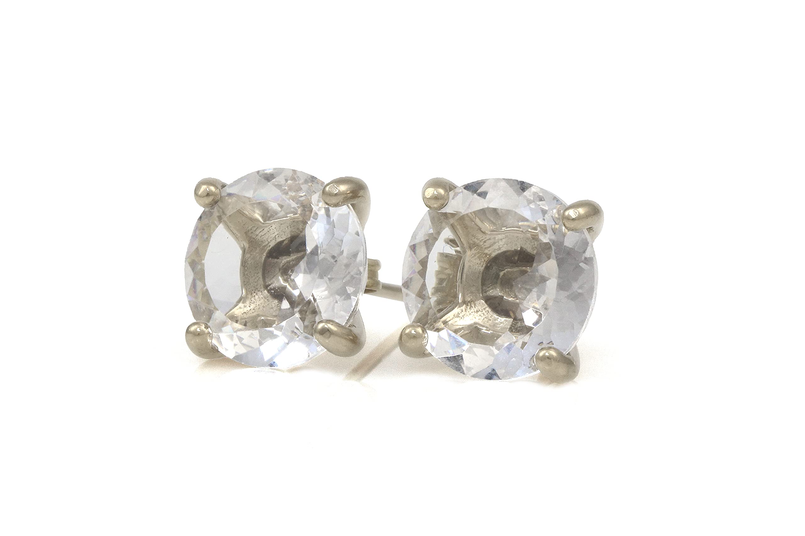 Anemone Classic Crystal Quartz Earrings - Round Stud Earrings for Women | Bridal, Gemstone & Silver Jewelry | Handmade Fashion Earrings for Weddings, Parties & Everyday Wear