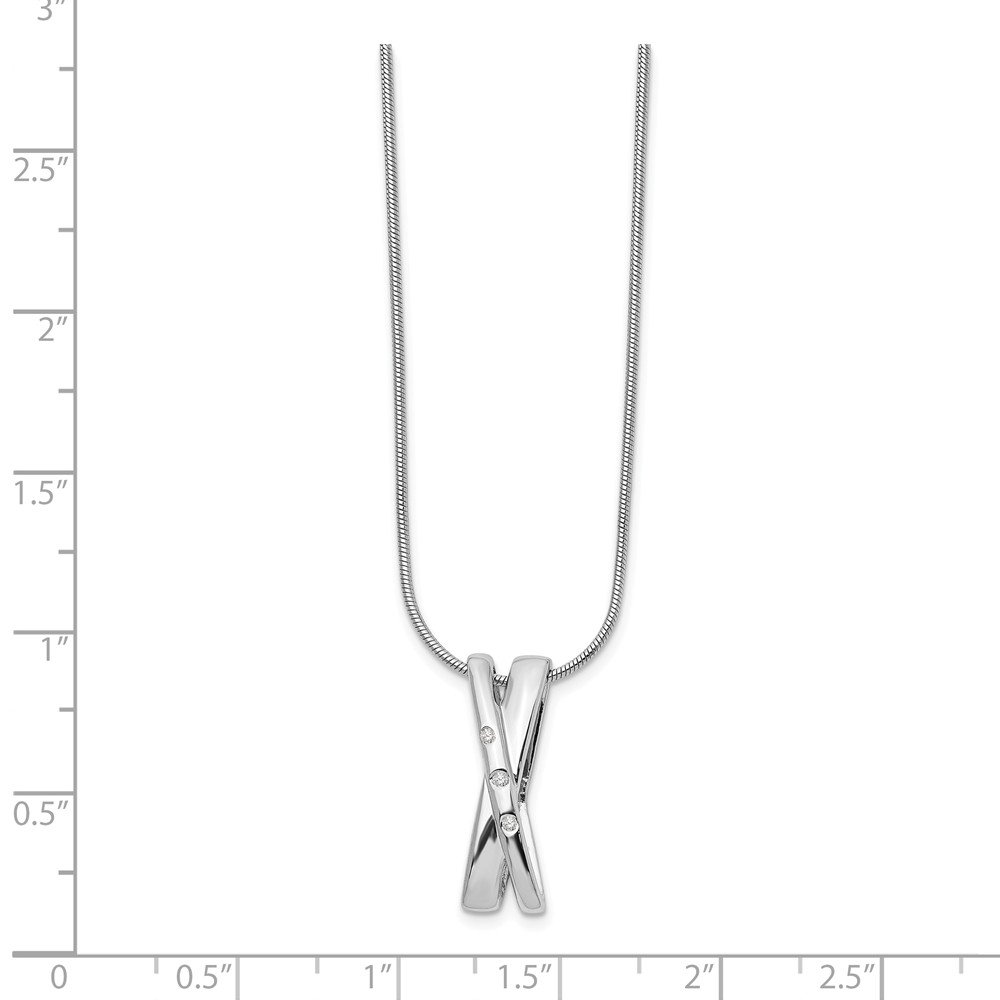 0.03ct Diamond Crossover Pendant Necklace - 925 Sterling Silver with Lobster Clasp | Elegant Jewelry Gift for Women, Perfect for Weddings & Date Nights
