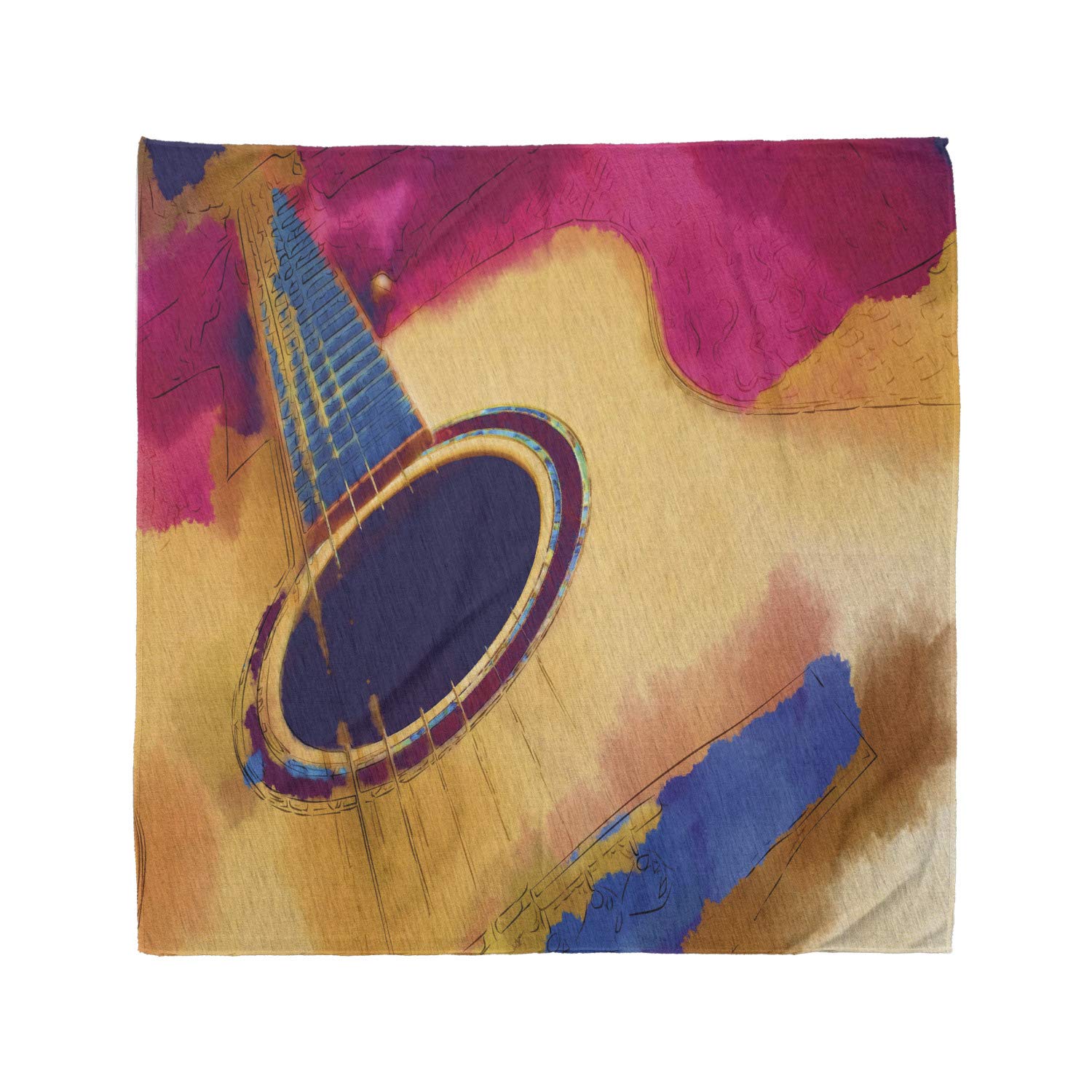 Ambesonne Guitar Bandana - Abstract Strings Retro Design Unisex Head & Neck Scarf for Music Lovers, Outdoor Concerts & Festival Fashion Accessory