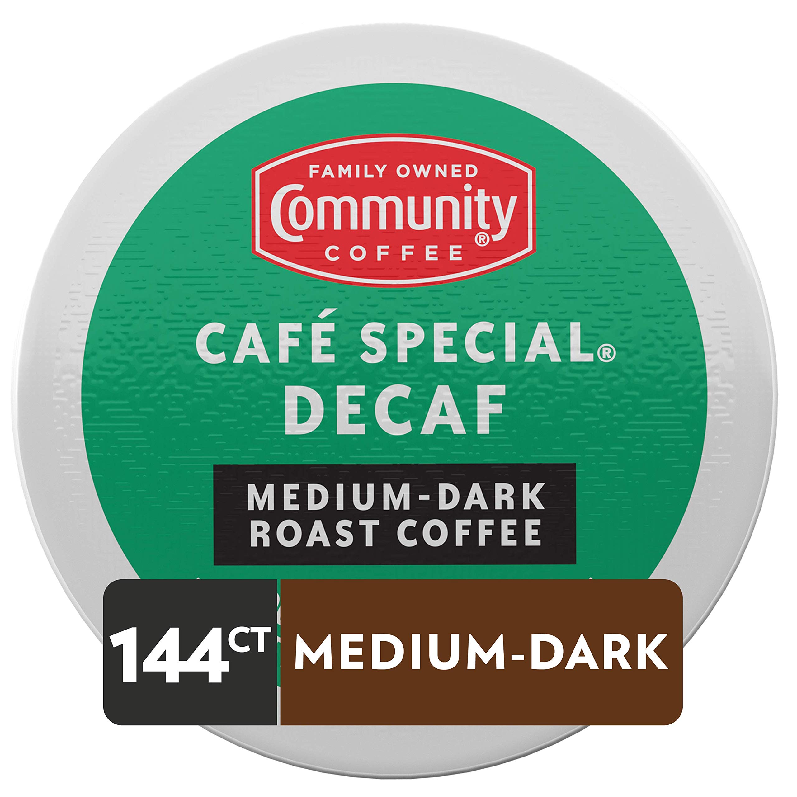 Community Coffee Café Special Decaf 144 Count Coffee Pods - Medium Dark Roast, Keurig 2.0 K-Cup Brewer Compatible | Perfect for Home, Office & Entertaining
