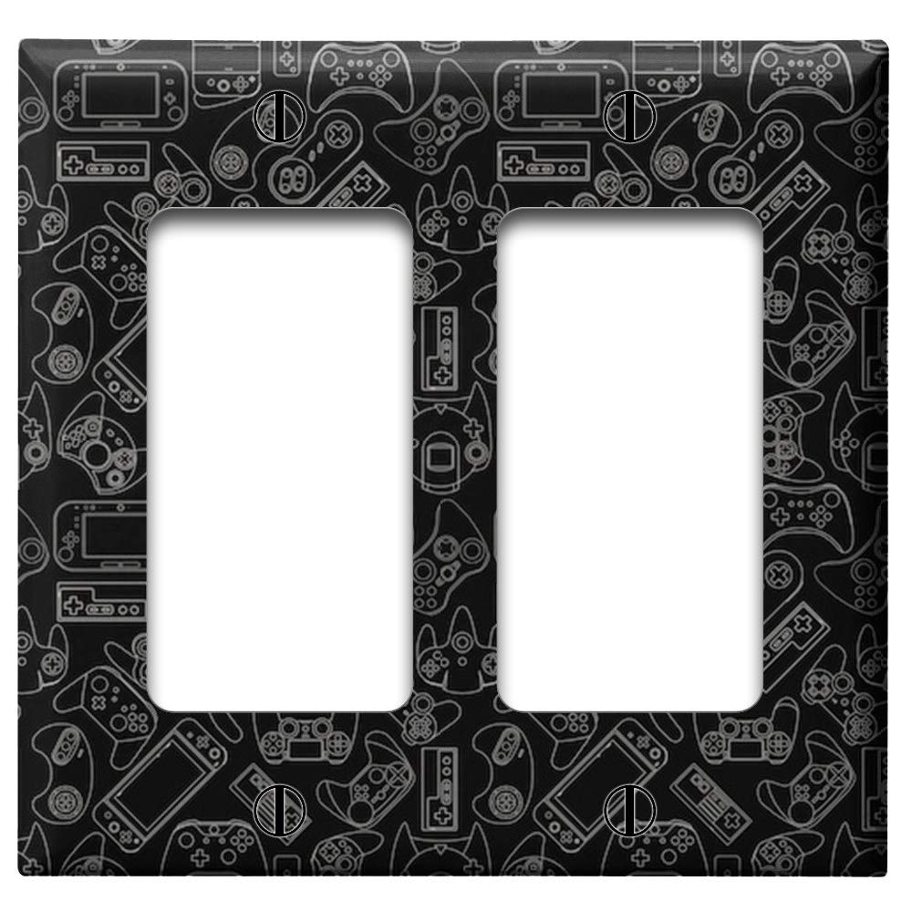 2 Gang Rocker Switch Plate Cover - Decora/GFCI Compatible - Video Game Controller Design - Durable Wall Plate for Home & Office Decoration - Perfect for Gaming Rooms, Man Caves & Tech-Themed Spaces