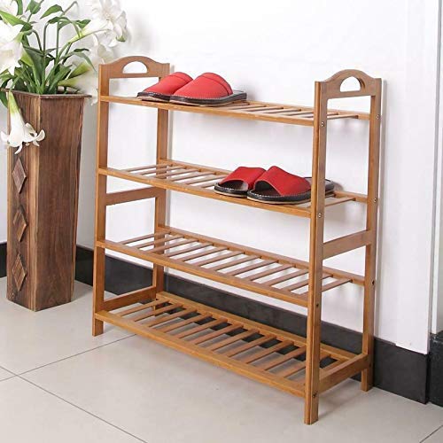 4-Tier Natural Bamboo Shoe Rack Organizer - Sturdy Wooden Shoe Storage Shelf for Entryway, Closet & Bedroom Organization - Space Saving Shoe Stand for Men, Women & Kids