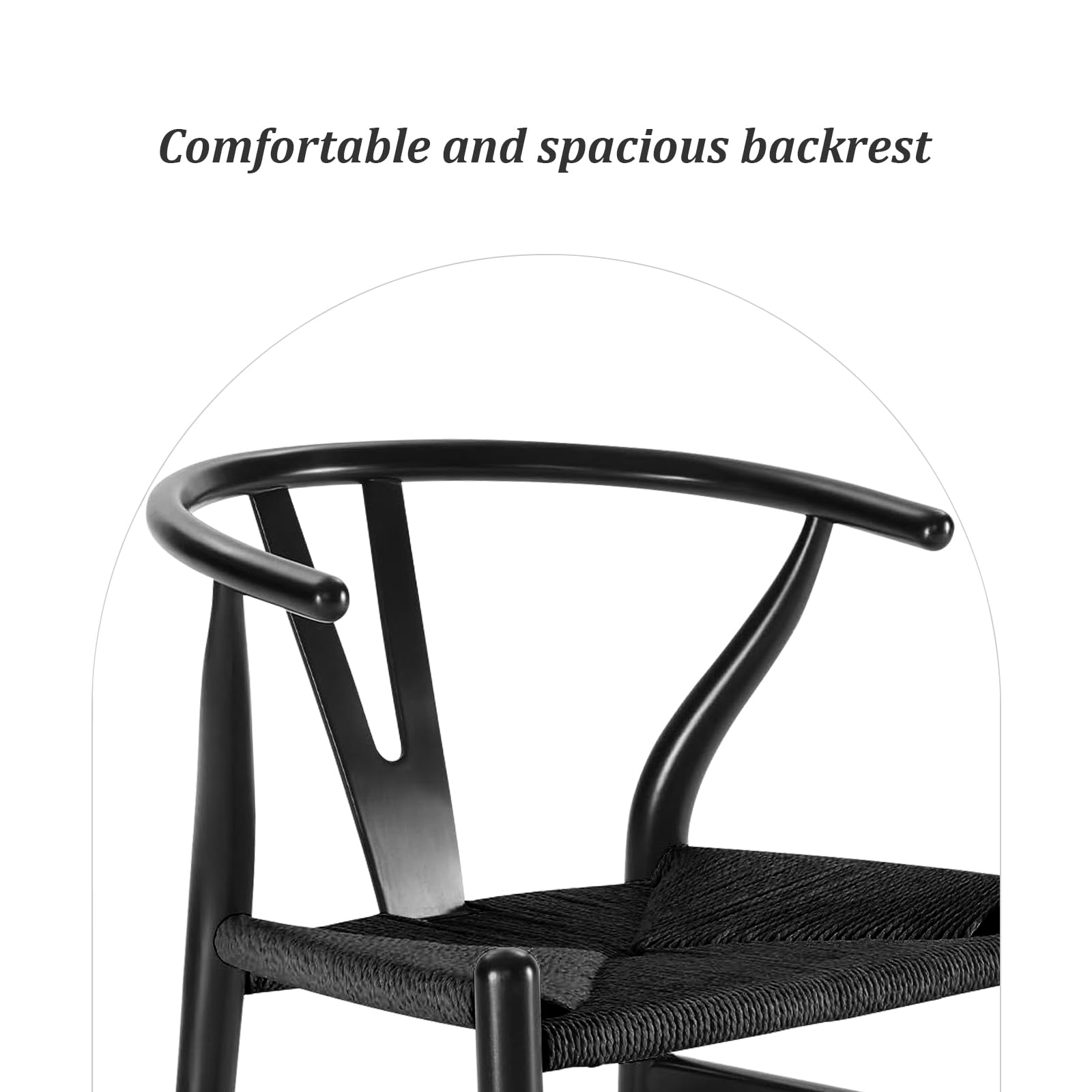 Premium Wishbone Chair - Solid Ash Wood Frame with Woven Seat - Modern Black Dining Chair for Kitchen, Restaurant & Home Decor - Set of 1 (Ash Wood - Black) - Perfect for Farmhouse, Scandinavian & Minimalist Interiors