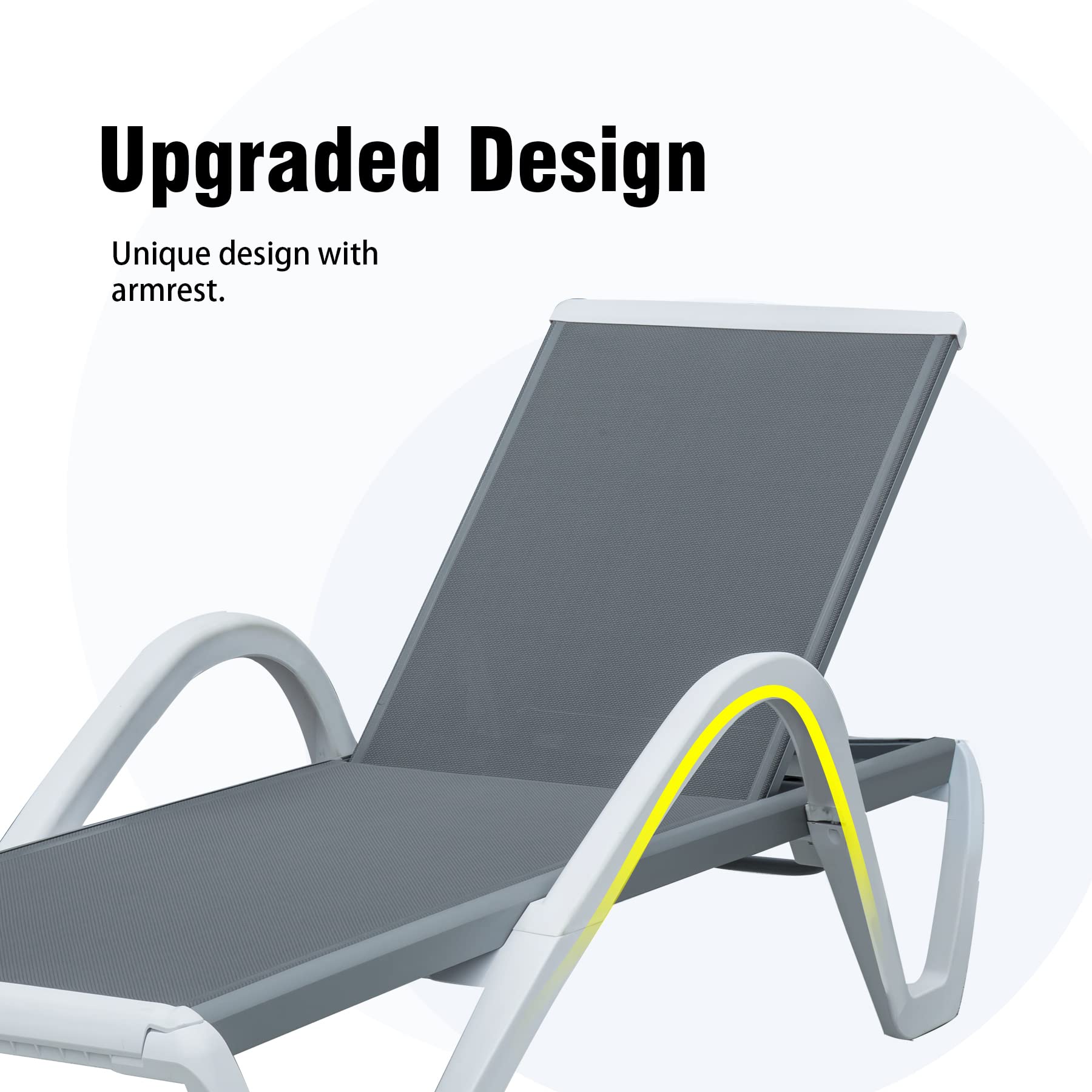Adjustable Aluminum Pool Lounge Chair with Armrests & Side Table - All-Weather Outdoor Chaise Lounge for Patio, Deck, Lawn & Garden - Perfect for Sunbathing, Relaxing by the Pool or Backyard Lounging (Gray)