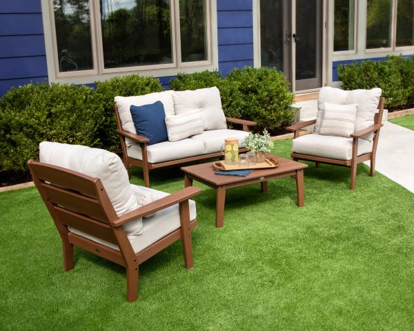 Polywood Black Lakeside 4-Piece Deep Seating Set - Durable Outdoor Patio Furniture for Backyard, Poolside & Garden Relaxation