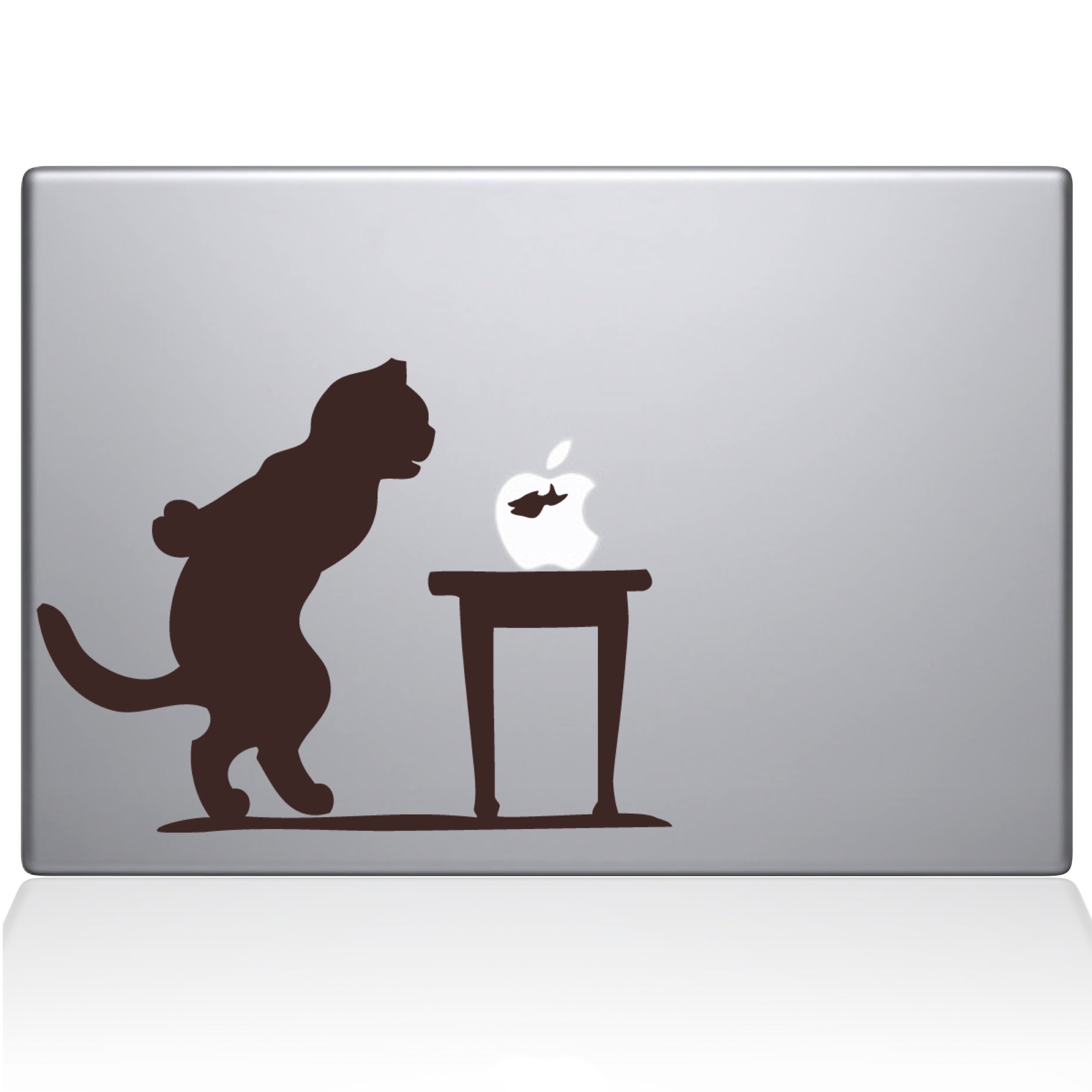 The Decal Guru 1035-MAC-12M-BRO Cat and Fish Bowl Vinyl Sticker for 12