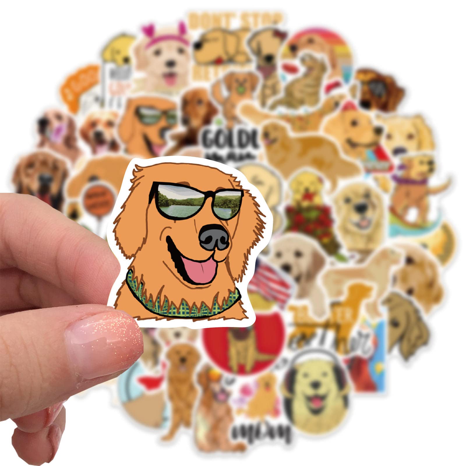50PCS Golden Retriever Stickers - Waterproof Dog Stickers for Kids, Teens & Adults - Cute Pet Decals for Water Bottles, Laptops, Phones & Luggage - Perfect for School, Office & Travel Accessories