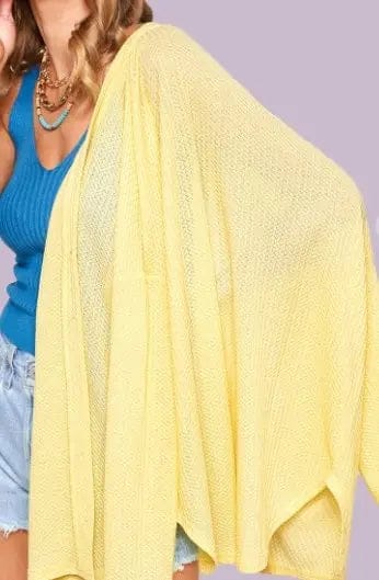 Lemon Yellow Waffle Knit Cardigan Sweater for Women - Cozy Fall & Winter Layering Outfit