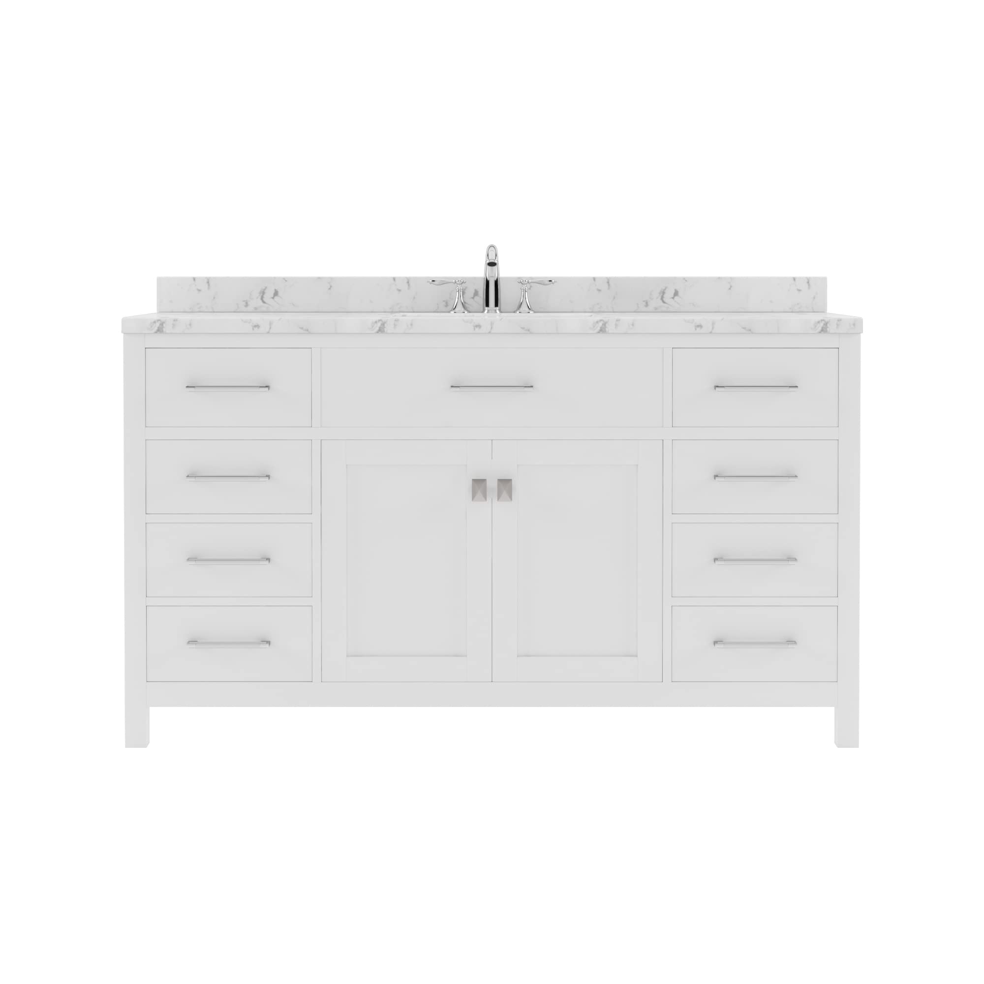 White Caroline Bathroom Vanity Set MS-2060-CMRO-WH-NM with Mirror & Sink - Perfect for Modern Bathroom Renovation and Home Decor