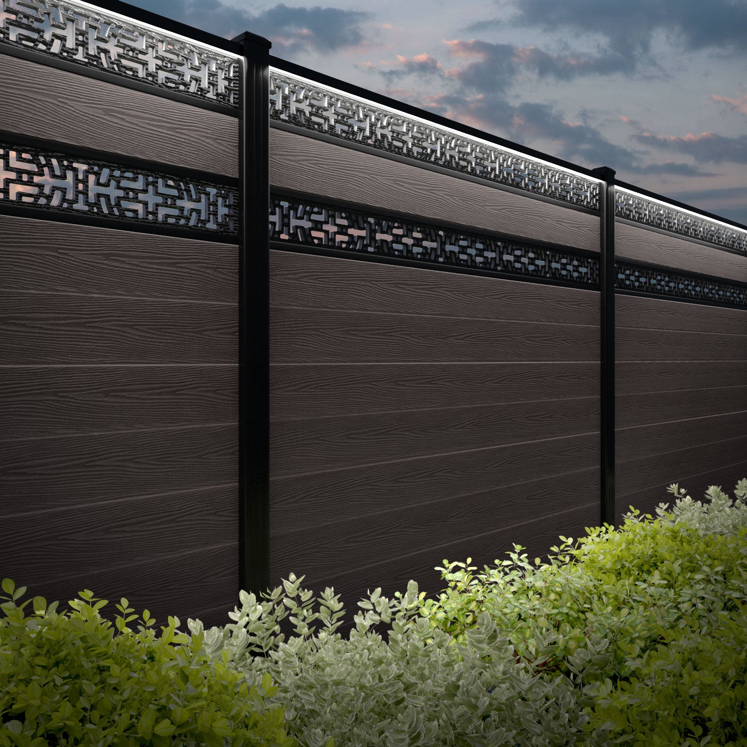 Classic Kumo Split Screen Fence Panel - Mid Brown Wood Privacy Screen with Aluminum Posts - Perfect for Backyard, Patio, and Garden Decoration
