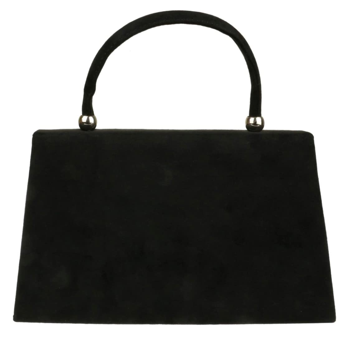 Stylish Faux Suede Top Handle Clutch Bag for Women - Elegant Handbag with Grab Holder - Perfect for Parties, Weddings & Evening Events
