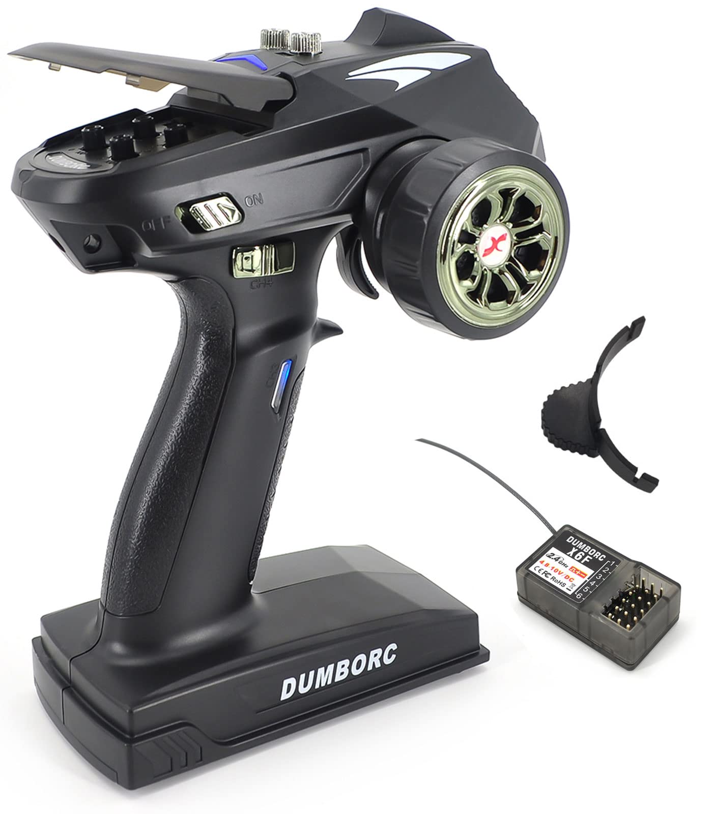DumboRC X6 6CH 2.4GHz Radio Controller Transmitter with X6F Receiver - 6-Channel Remote Control for RC Cars, Boats & Tanks | Mixed Mode Operation | Ideal for Racing, Off-Roading & Water Sports