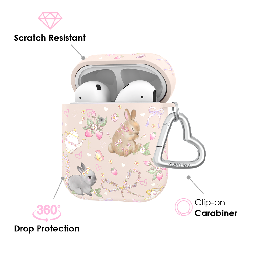 Cute Bunny & Bow AirPod Case for Apple AirPods 1/2/3 & Pro - Adorable Protective Cover for Girls & Women - Perfect Gift for Easter, Birthday & Daily Use