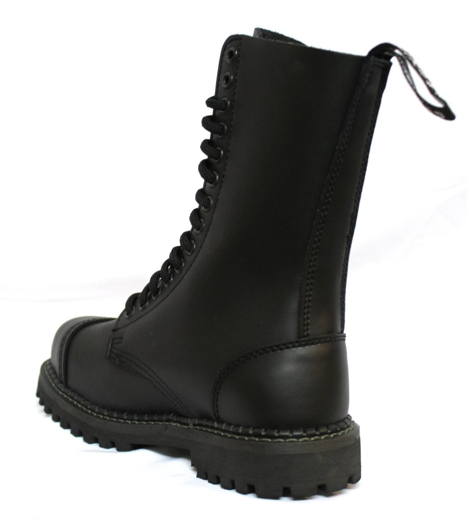 Grinders Herald 2015 Matte Black Steel Toe Military Boots for Men & Women - Durable Work Boots for Construction, Motorcycle Riding & Punk Fashion