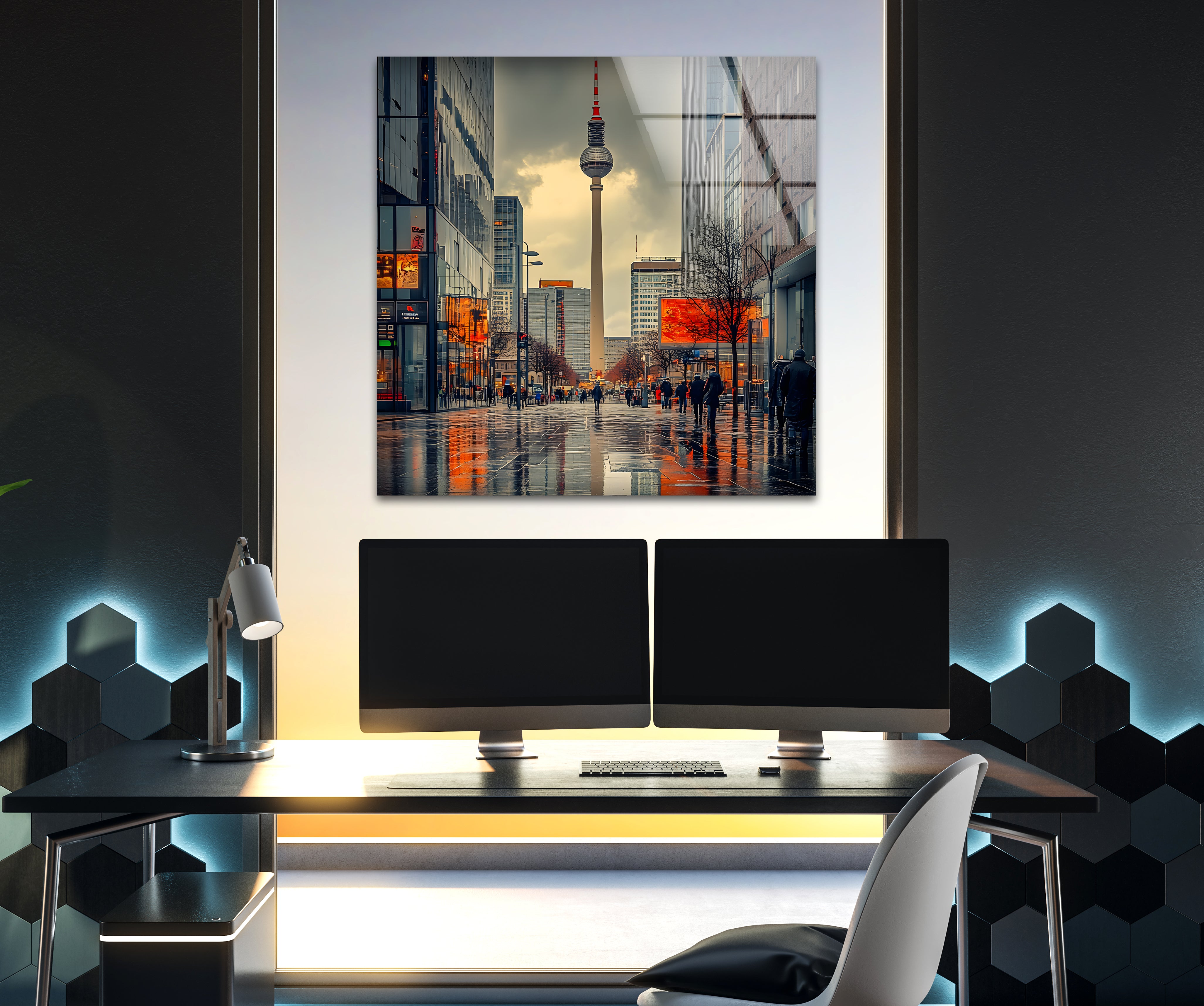Berlin City Skyline Glass Wall Art - Modern Home & Office Decor - Perfect for Living Room, Bedroom, or Workspace