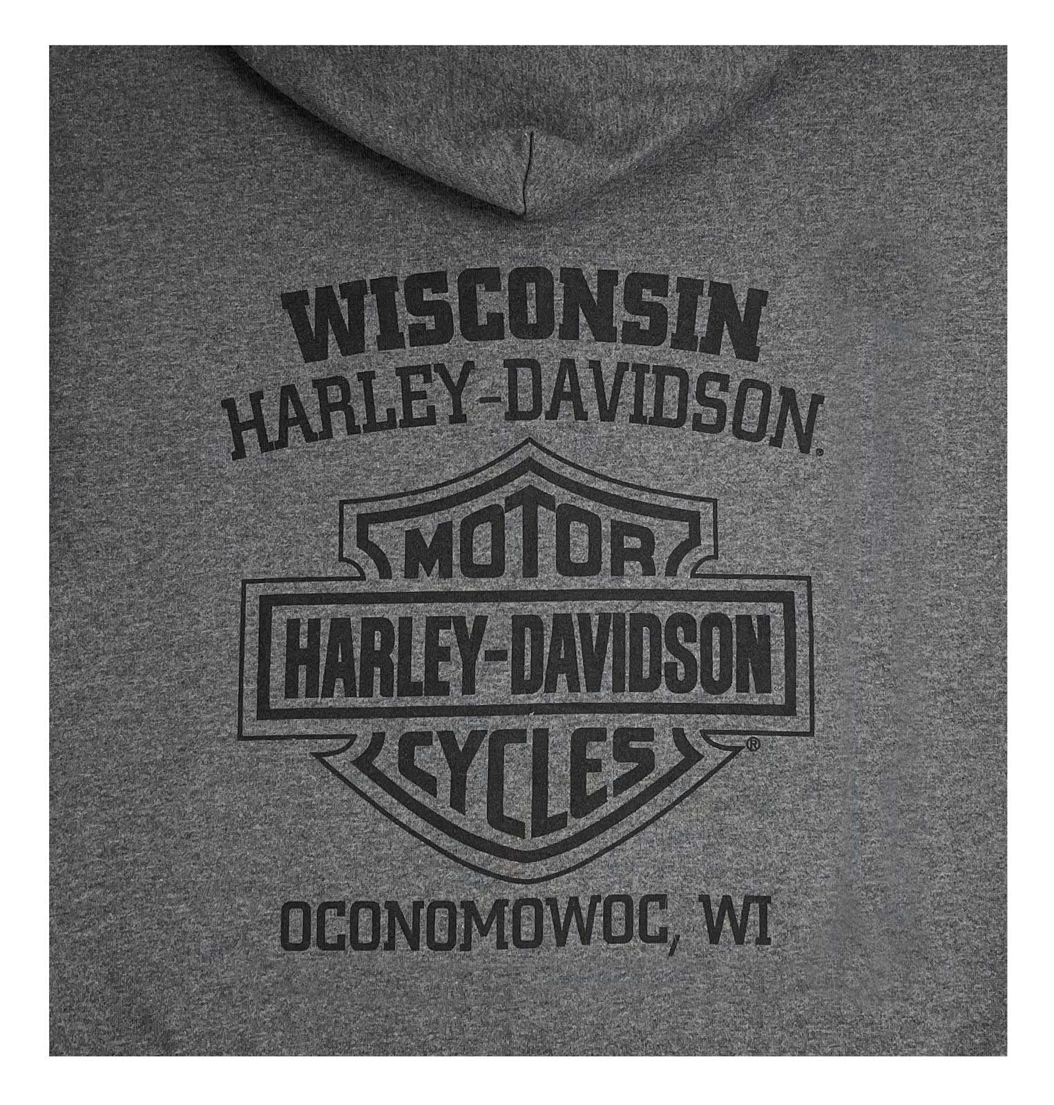 Harley-Davidson Men's Zip-Up Fleece Hooded Sweatshirt - Warm Winter Pullover for Motorcycle Riders - Casual Outdoor Wear for Men - Charcoal Grey