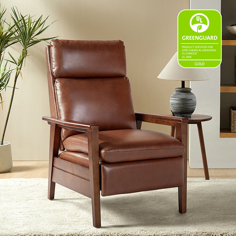 Premium Rainer Faux Leather Recliner Chair with Solid Wood Frame - Timeless Elegance for Living Room, Home Theater & Office Comfort