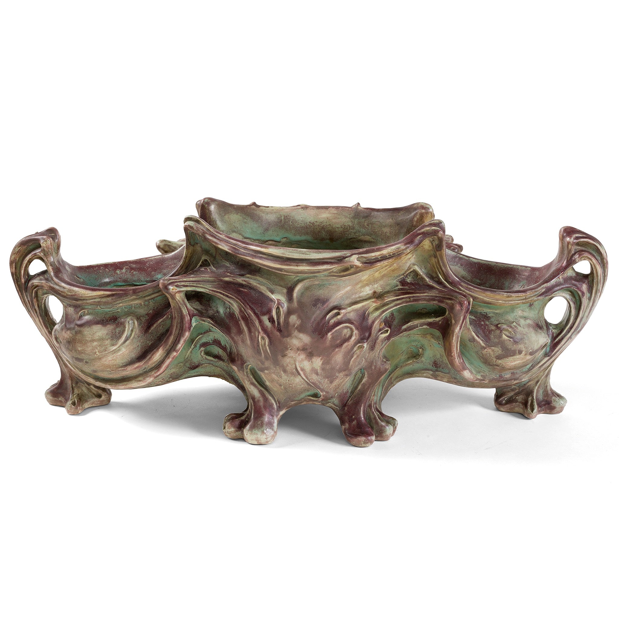 Hector Guimard Large Glazed Ceramic Planter - Elegant Indoor/Outdoor Flower Pot for Home Garden, Patio, and Office Decor