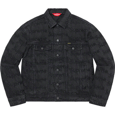 Supreme Frayed Logos Denim Trucker Jacket Black - Vintage Distressed Denim Jacket for Men, Streetwear Fashion Outerwear - Perfect for Casual Outfits, Concerts & Urban Style