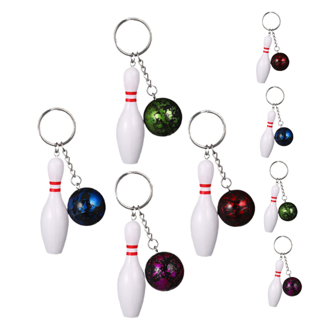 COOLHIYA 8pcs Bowling Keychain Set - Mini Sports Keychains for Bowling Party Decorations, Adorable & Exquisite Small Keychains for Sports Enthusiasts, Perfect for Gifts, Backpacks, and Bag Charms