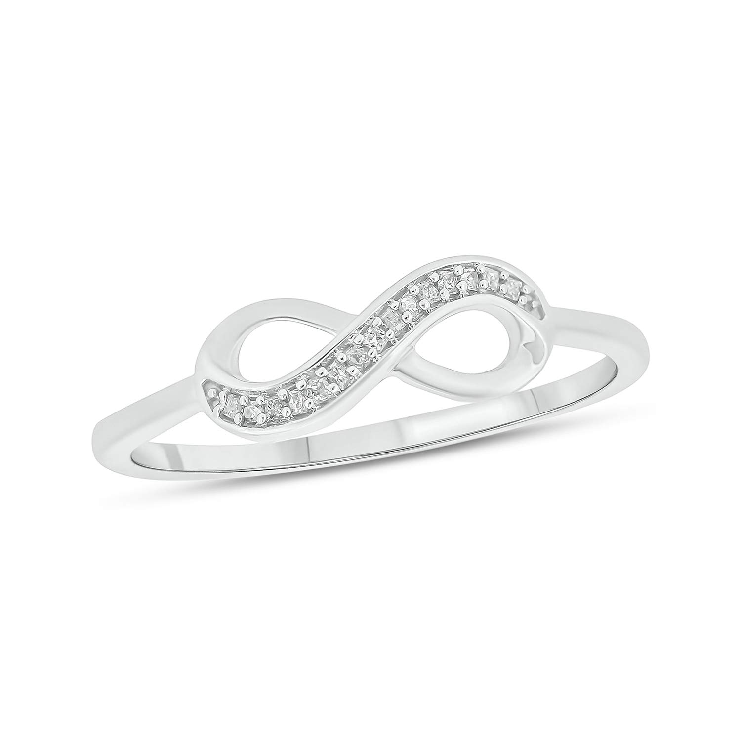 1/20cttw Diamond Infinity Ring for Women in 10K Gold - Valentine's Day Gifts for Her, Girlfriend, Wife | Round White Diamond Promise Ring | Elegant Jewelry Gift for Anniversary, Engagement, Birthday | Perfect for Romantic Occasions & Special Moments