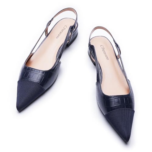 Navy Croc Flat