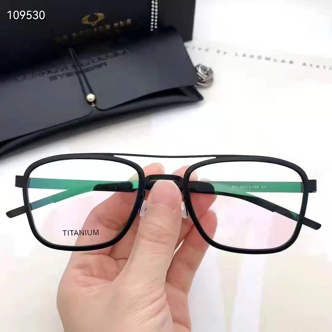 Aimee Unisex Full Rim Square Double Bridge Titanium Acetate Eyeglasses 9708 - Lightweight Durable Glasses for Men & Women - Perfect for Reading, Work, and Everyday Fashion