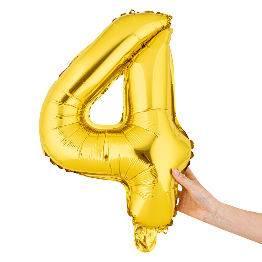 Balloonify Gold Mylar Number 4 Balloon - 16 Inch - 1 Count Box - Perfect for Birthdays, Anniversaries & Party Decorations